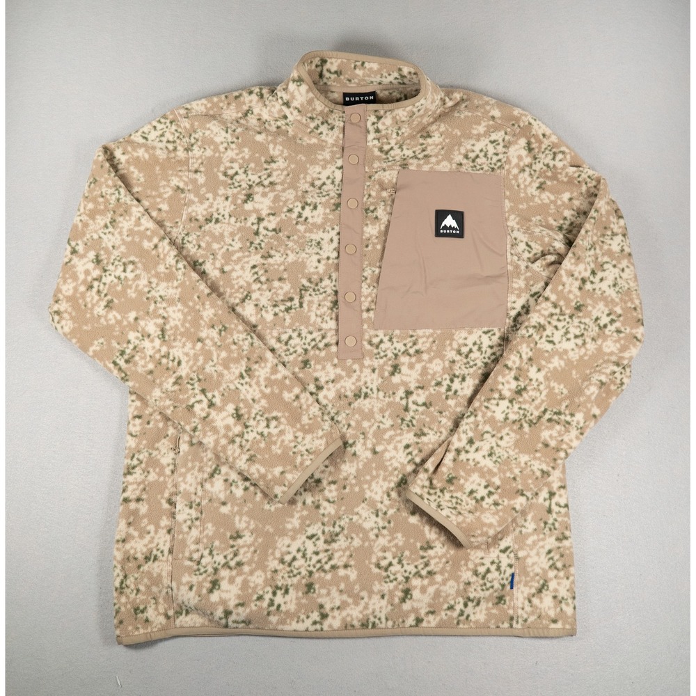 Burton Mens Fleece Pullover Cinder PO Snap Neck Digital Camo Tan Large L